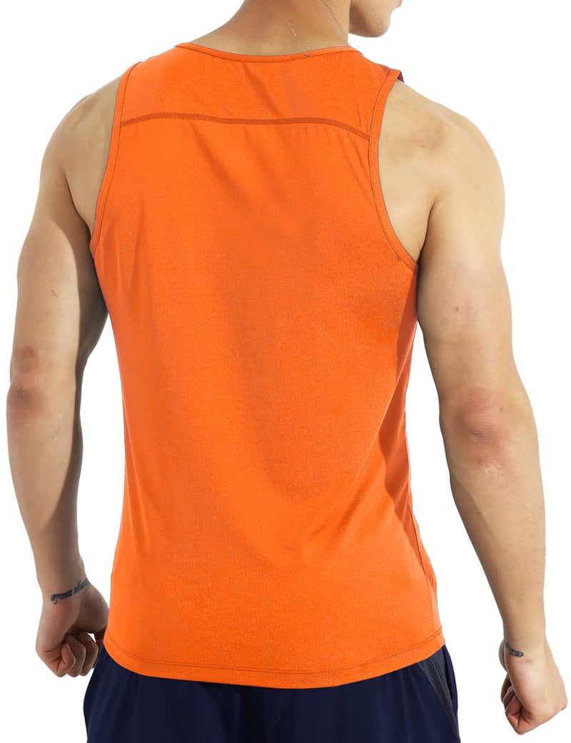 EZRUN Men's Quick Dry Tank Top UPF 50+ Summer Beach Swim Shirts for Gym Workout Athletic Muscle Sleeveless Shirts Orange - Image 3